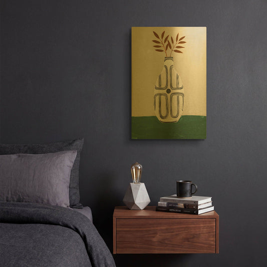 'Emile Vase' By Megan Galante Gold Metal Wall Art