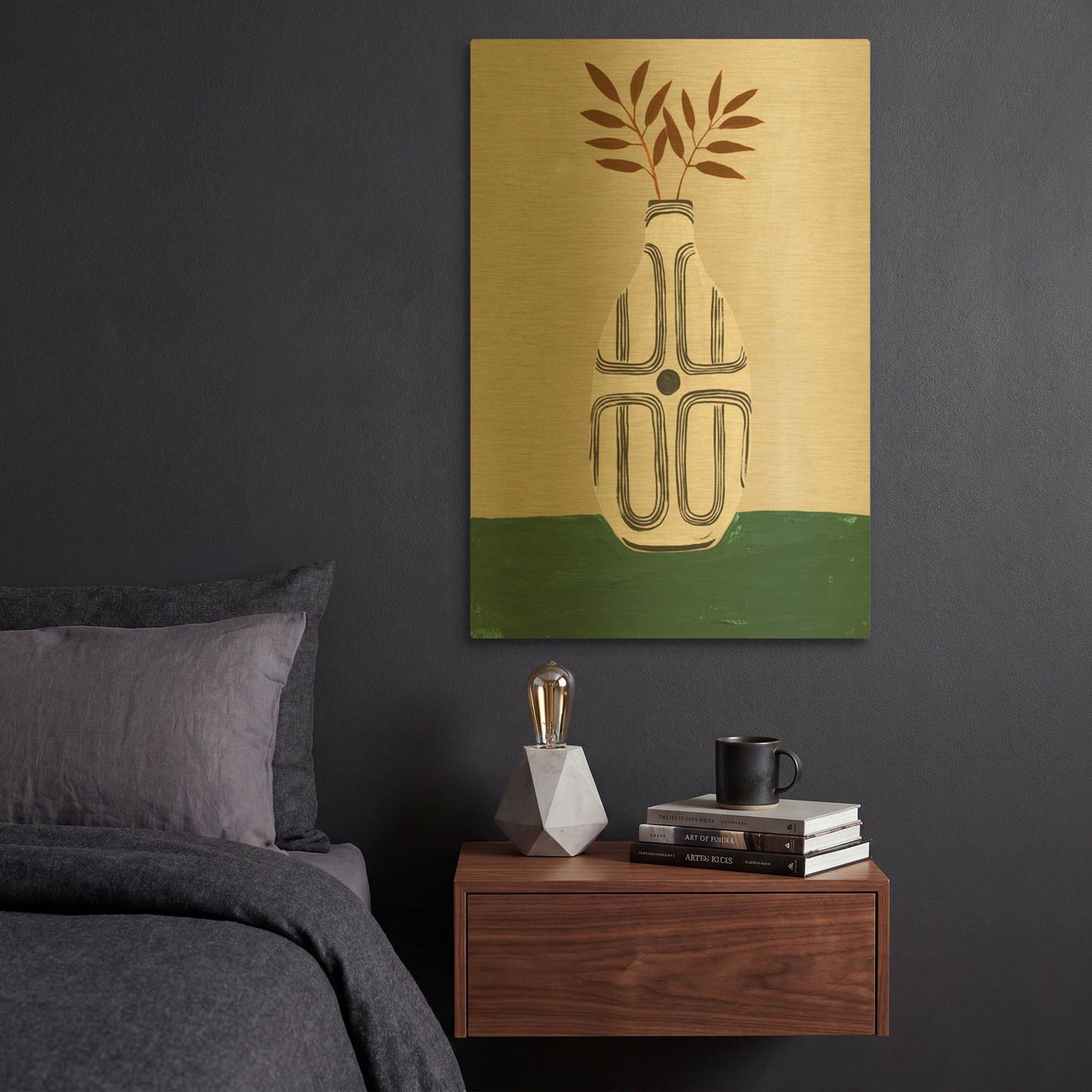 'Emile Vase' By Megan Galante Gold Metal Wall Art