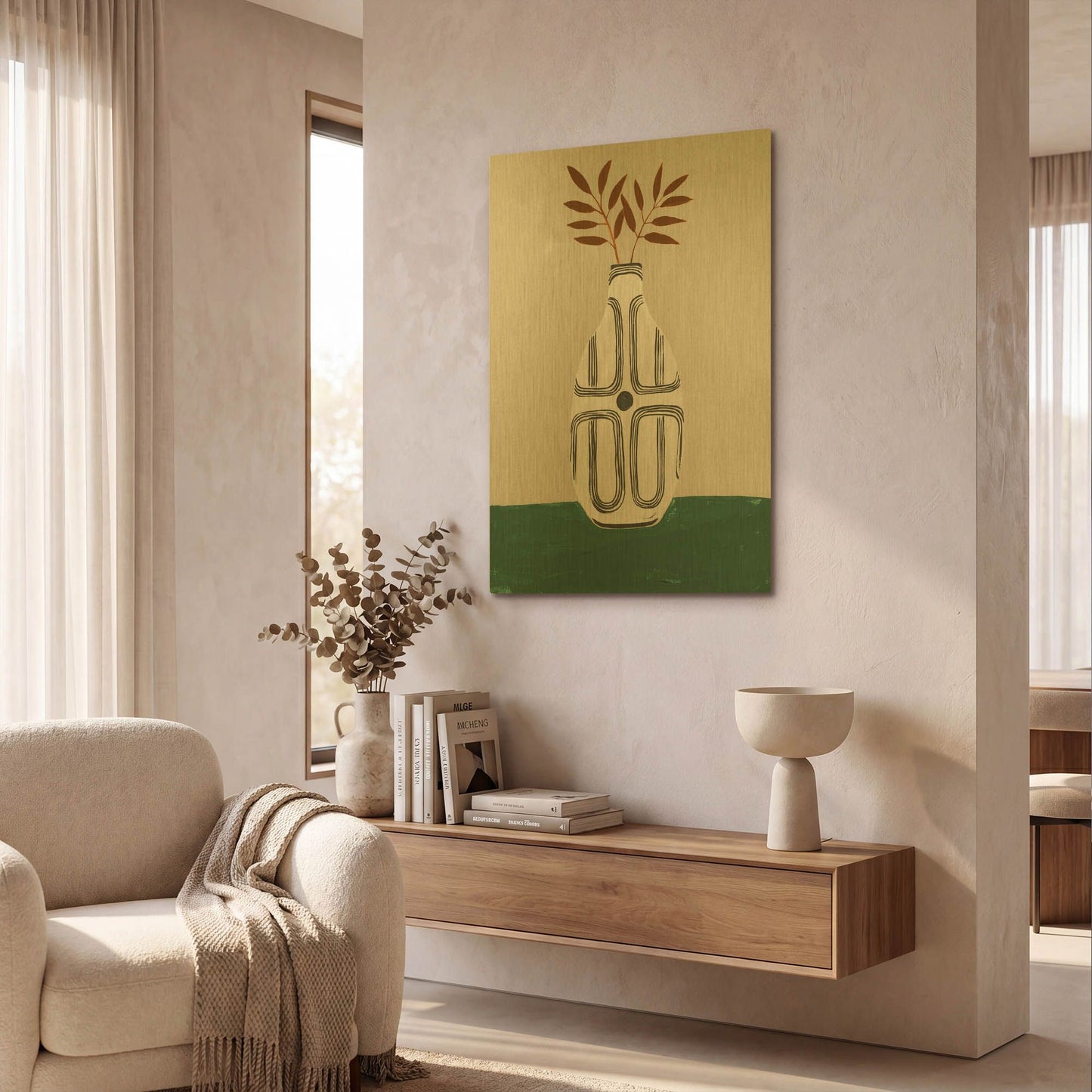 'Emile Vase' By Megan Galante Gold Metal Wall Art