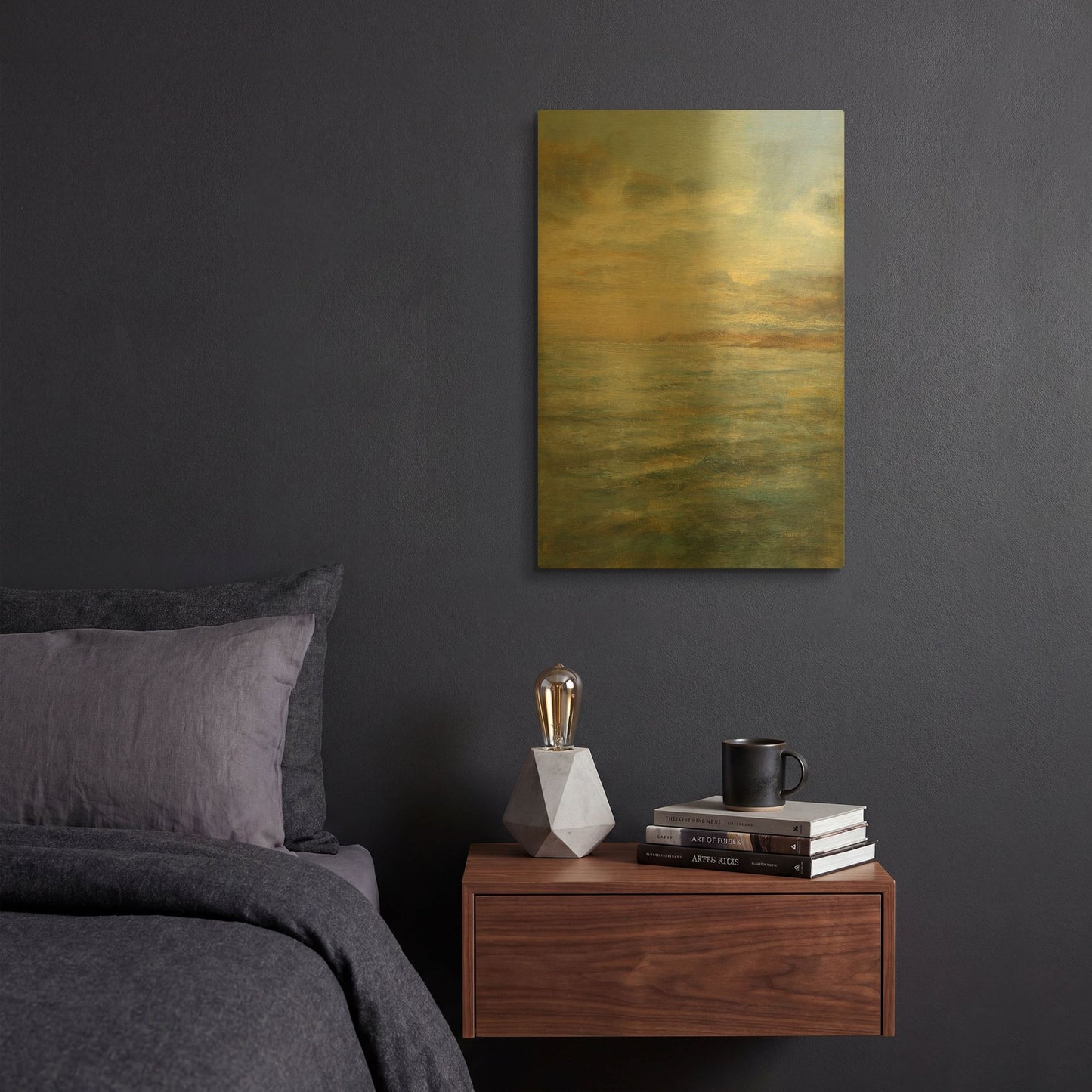 'Serene Sea III' By Danhui Nai Gold Metal Wall Art