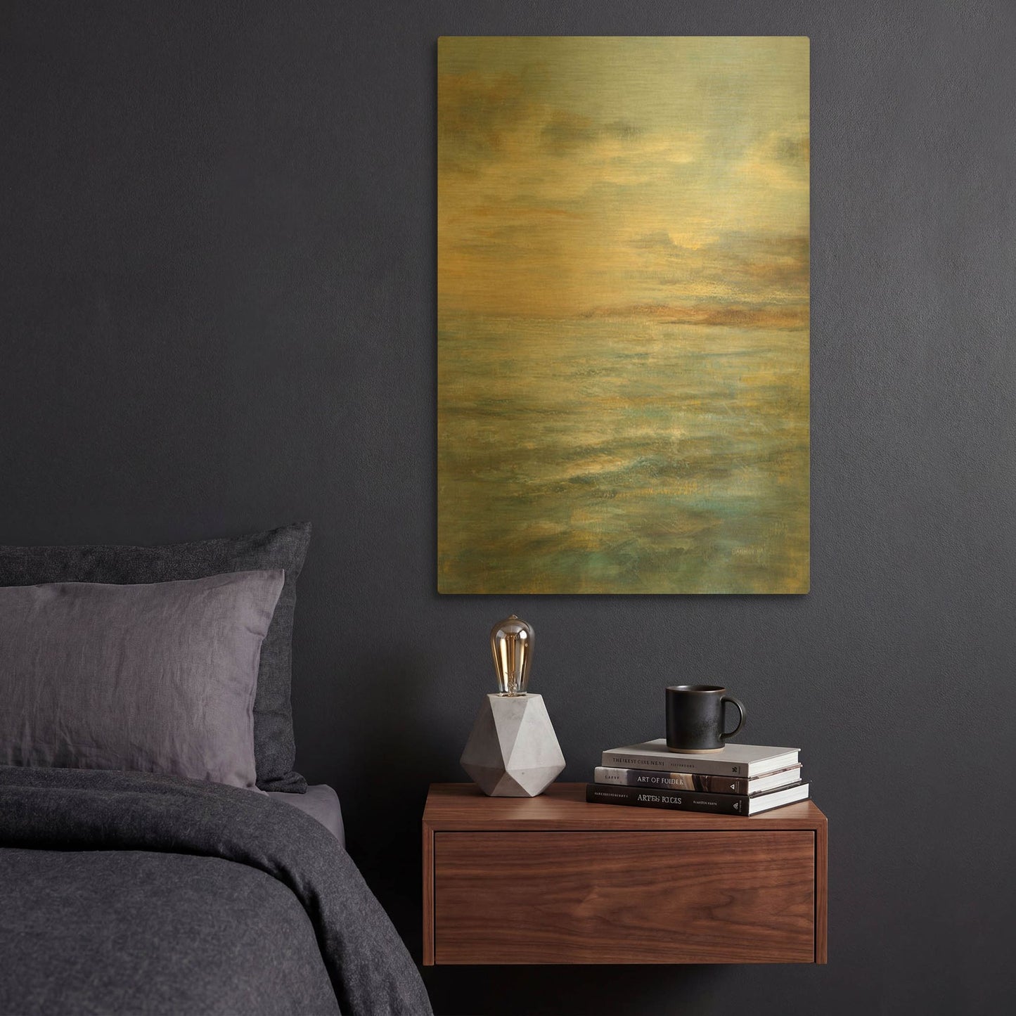 'Serene Sea III' By Danhui Nai Gold Metal Wall Art