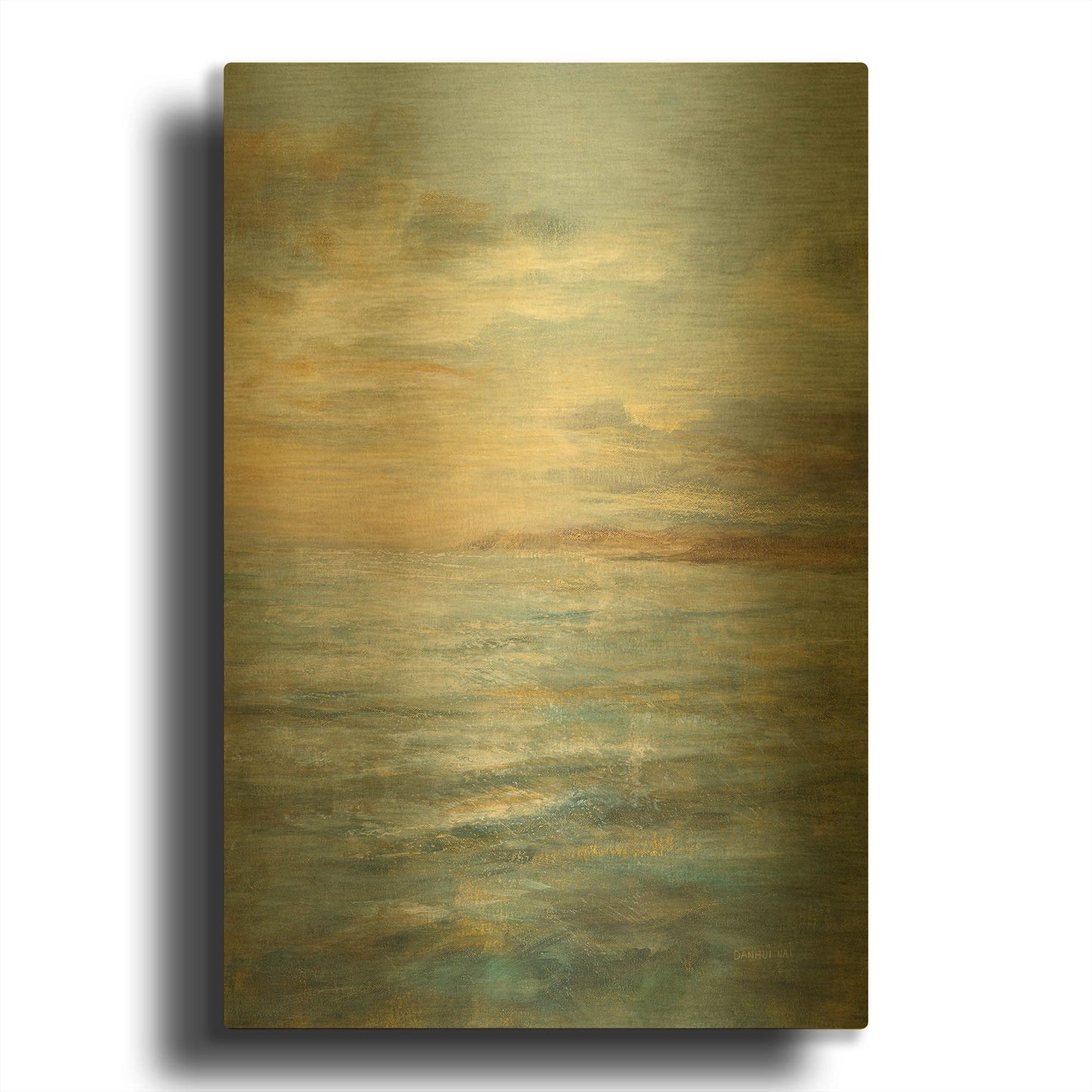 'Serene Sea III' By Danhui Nai Gold Metal Wall Art