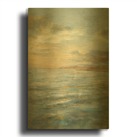 'Serene Sea III' By Danhui Nai Gold Metal Wall Art