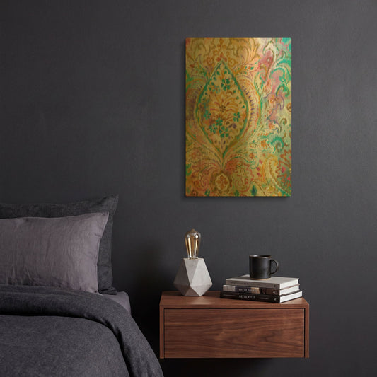 'Boho Paisley II' By Danhui Nai Gold Metal Wall Art