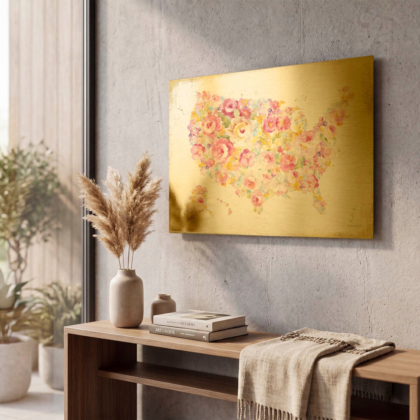 'Midsummer USA' By Danhui Nai Gold Metal Wall Art