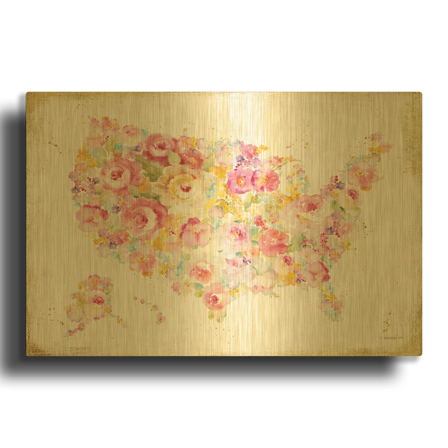 'Midsummer USA' By Danhui Nai Gold Metal Wall Art