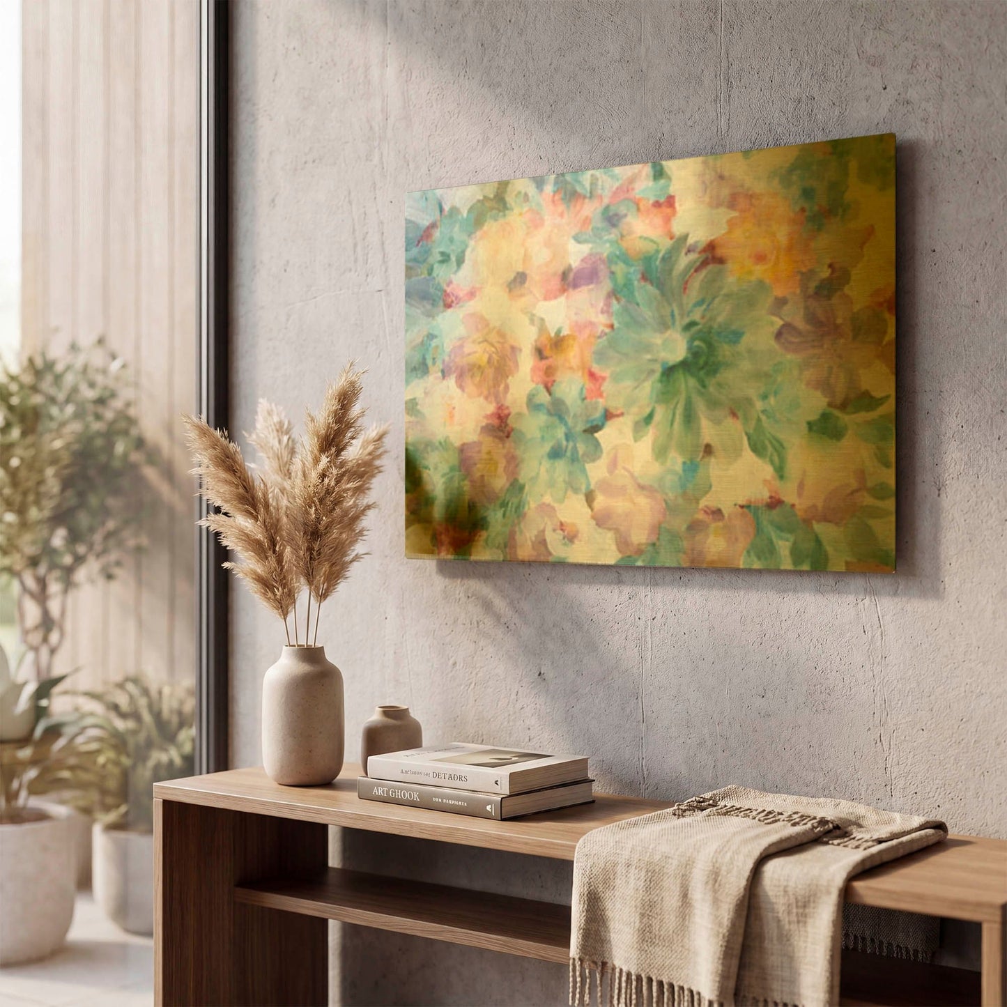 'Succulent Florals Crop' By Danhui Nai Gold Metal Wall Art