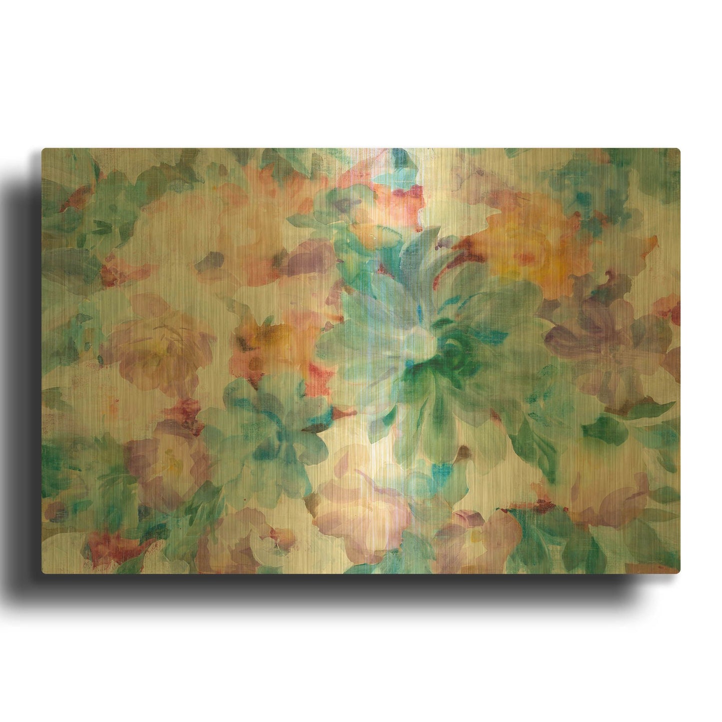 'Succulent Florals Crop' By Danhui Nai Gold Metal Wall Art