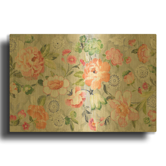 'Summer Garden of Delights Gray' By Danhui Nai Gold Metal Wall Art