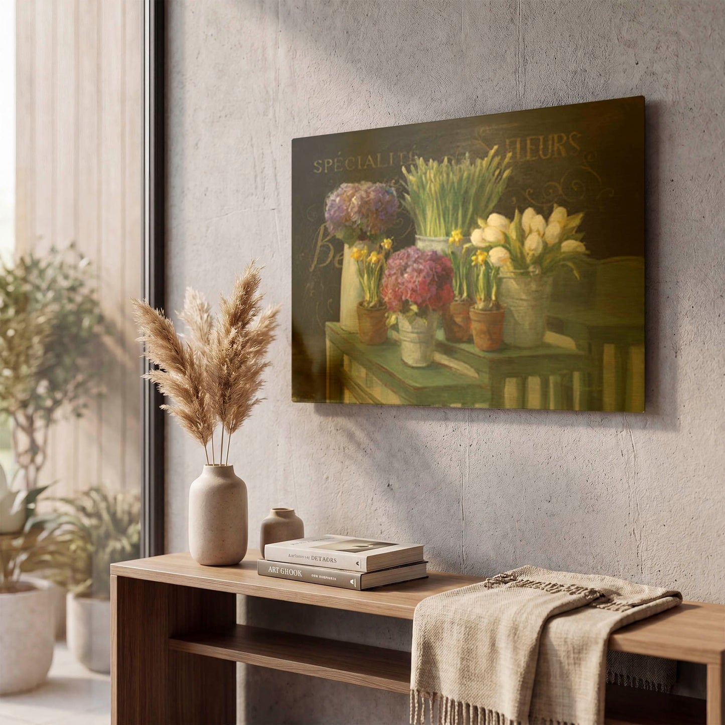 'Les Fleurs Printemps on Black' By Danhui Nai Gold Metal Wall Art
