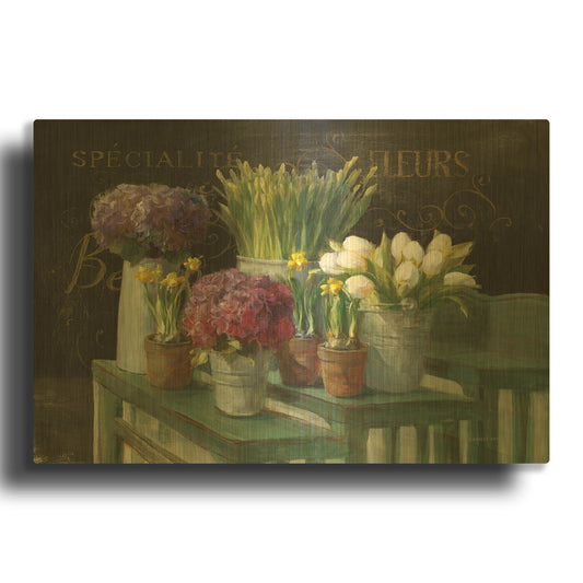 'Les Fleurs Printemps on Black' By Danhui Nai Gold Metal Wall Art