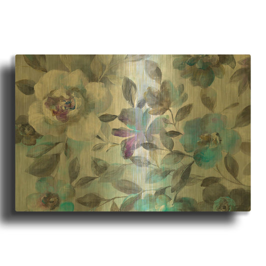 'Twilight Flowers Crop' By Danhui Nai Gold Metal Wall Art
