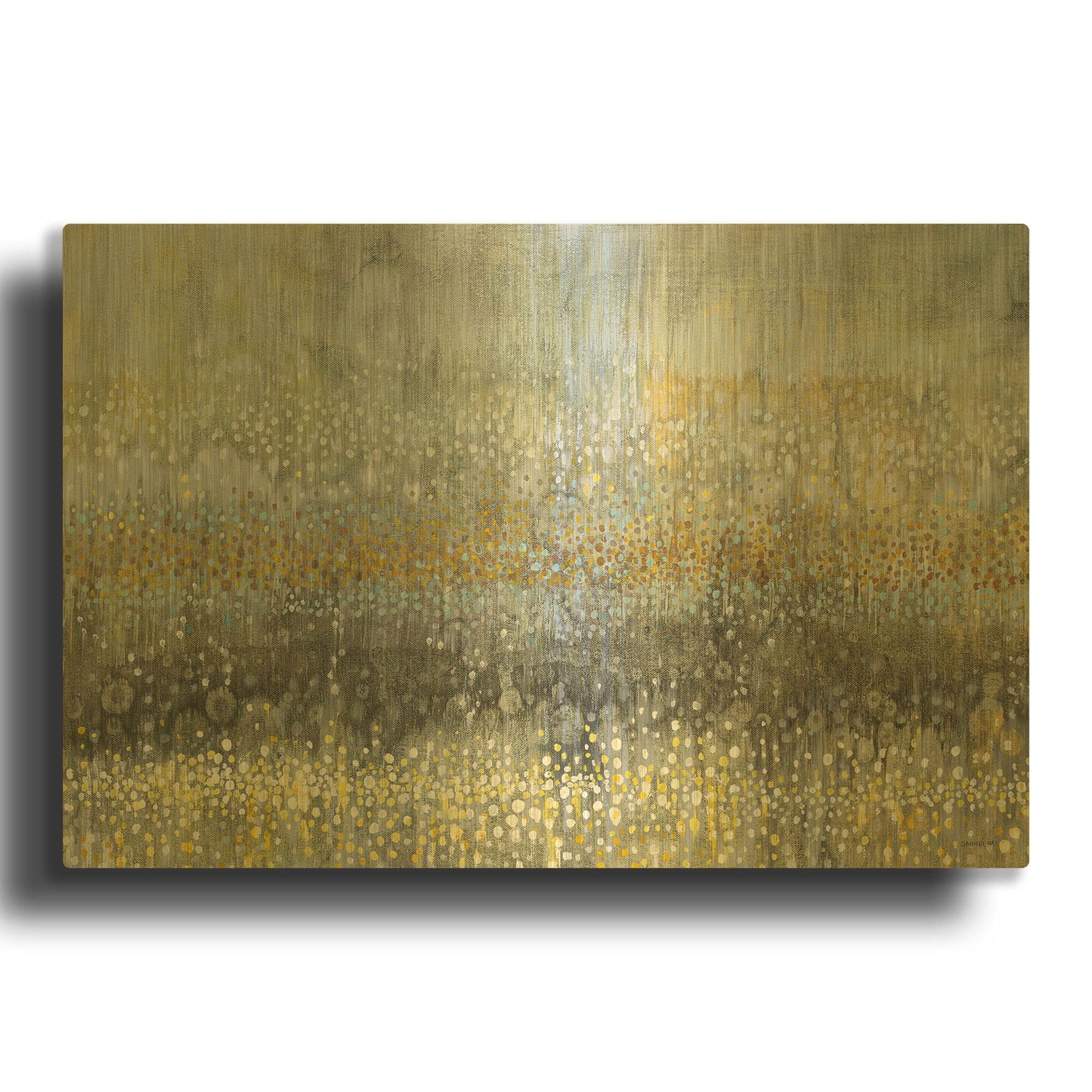 'Rain Abstract II Crop' By Danhui Nai Gold Metal Wall Art