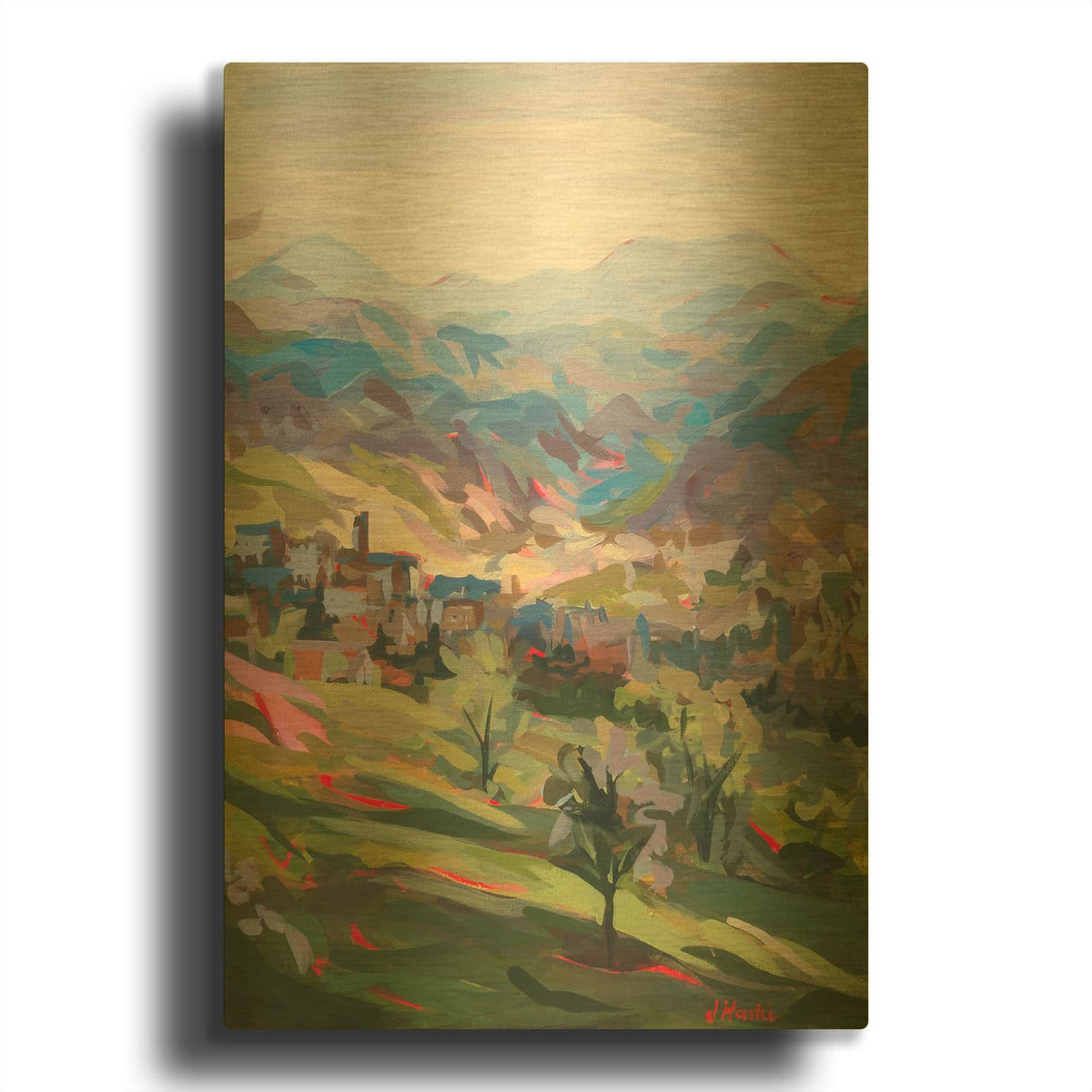 'Italian Hillside' By Joanne Hastie Gold Metal Wall Art