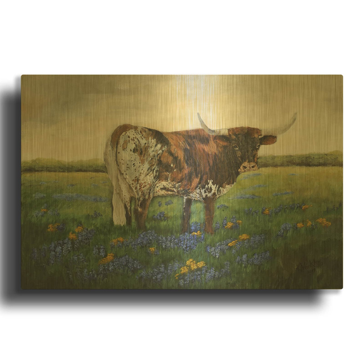 'My Flowers I' By Kathy Winkler Gold Metal Wall Art