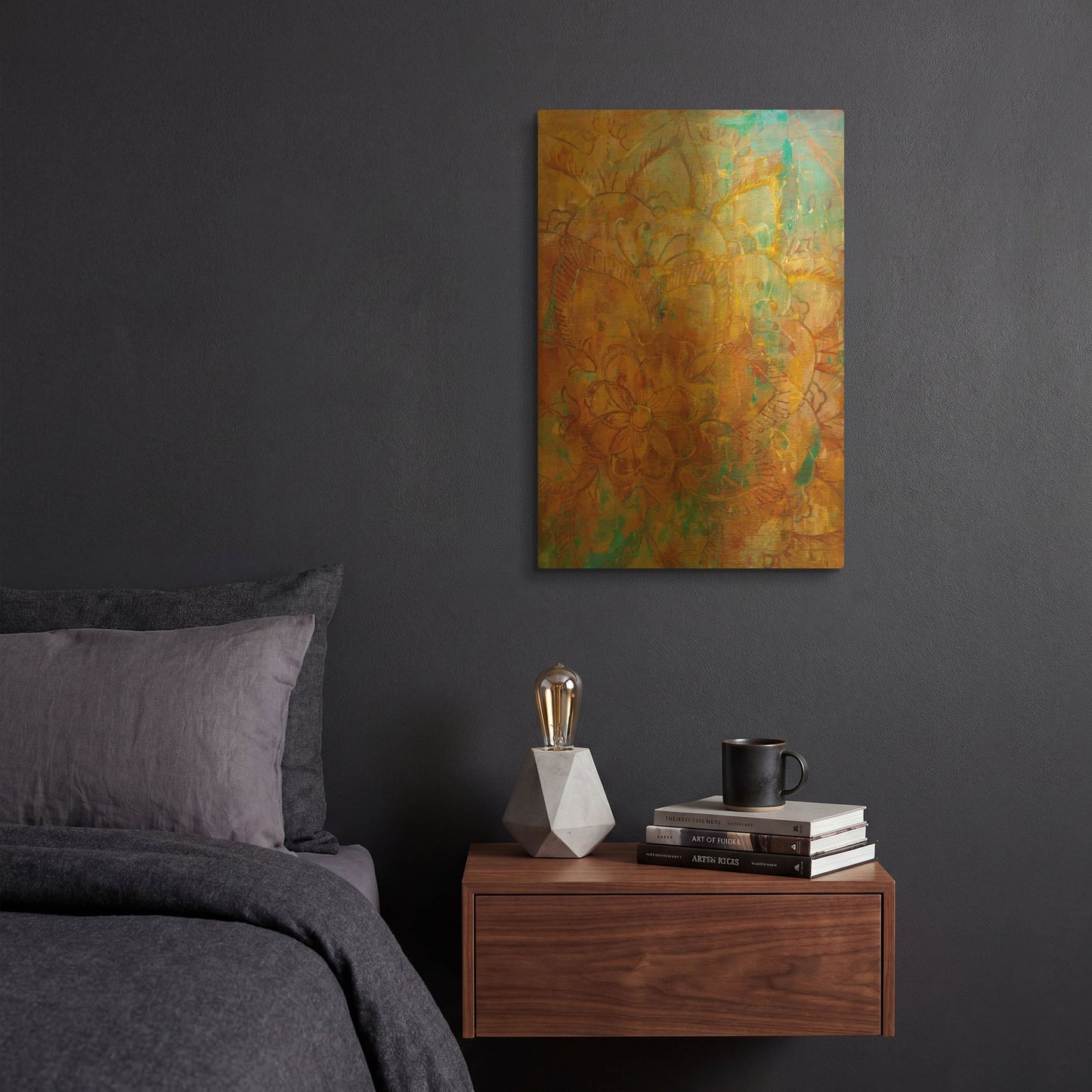 'Bohemian Abstract Bright' By Danhui Nai Gold Metal Wall Art