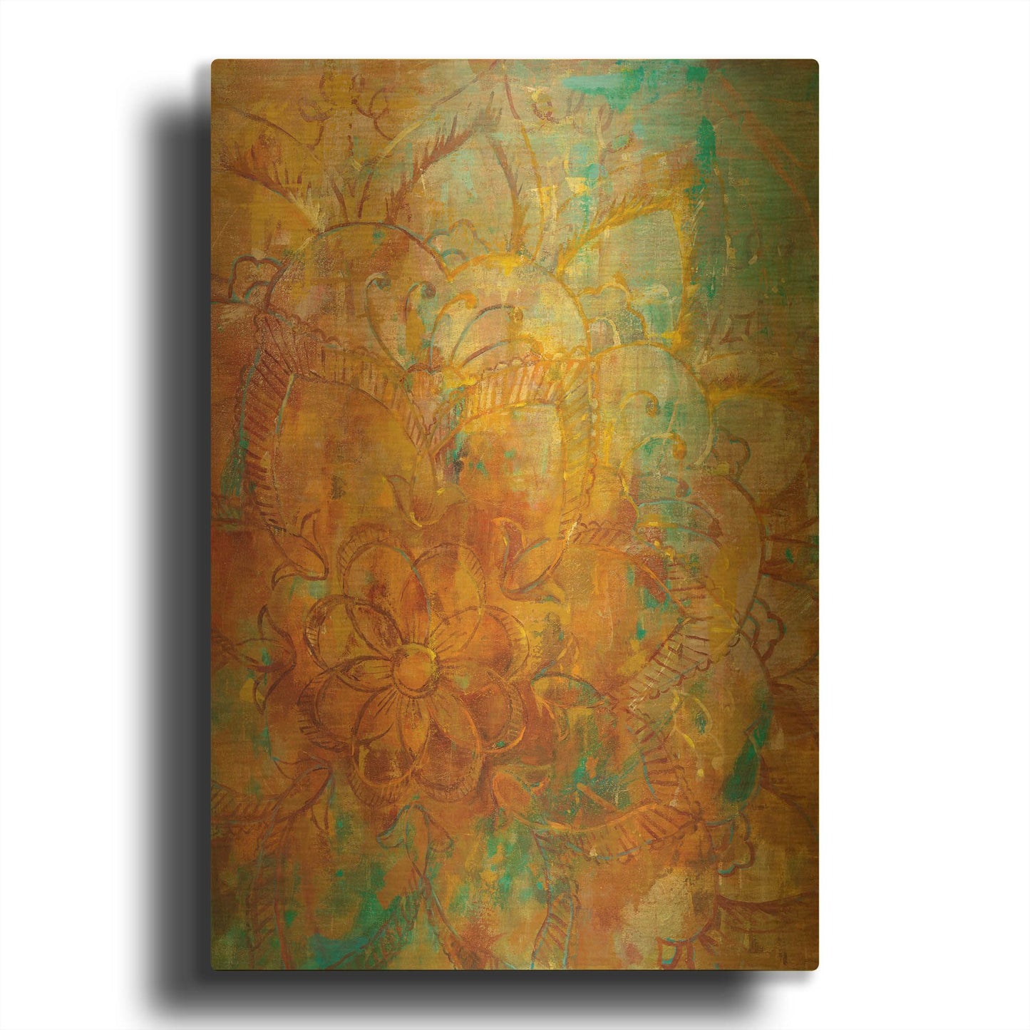 'Bohemian Abstract Bright' By Danhui Nai Gold Metal Wall Art