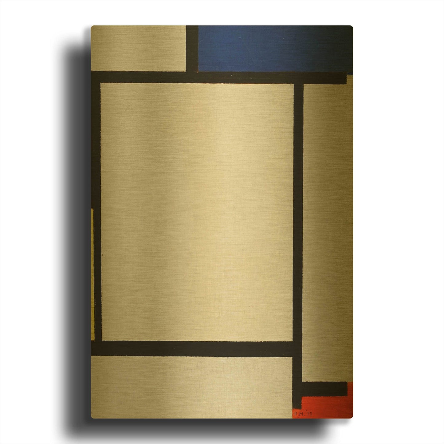 'Composition with Blue, Black, Yellow, and Red' By Piet Mondrian Gold Metal Wall Art