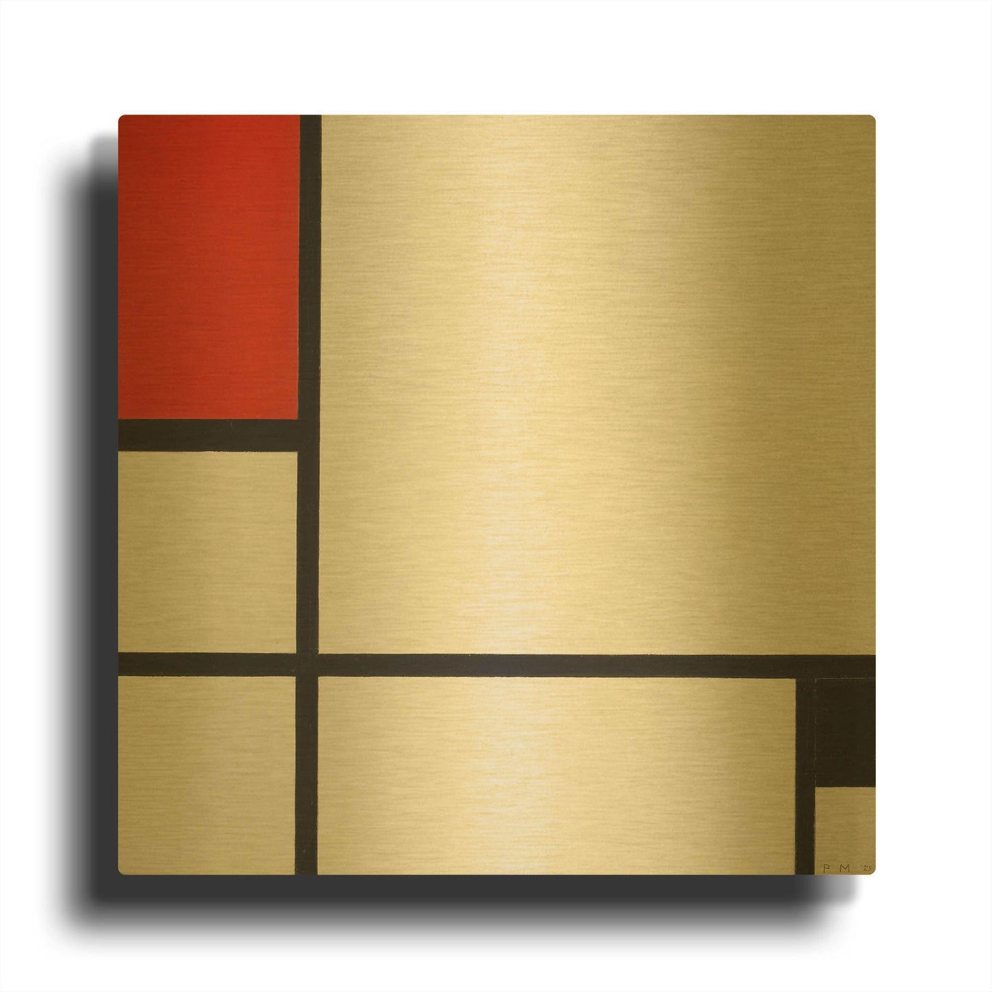 'Composition No.I, Avec Rouge Et Noir, 1929' By Piet Mondrian Gold Metal Wall Art