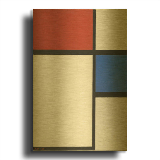 'Composition No.II, with Red and Blue, 1929' By Piet Mondrian Gold Metal Wall Art