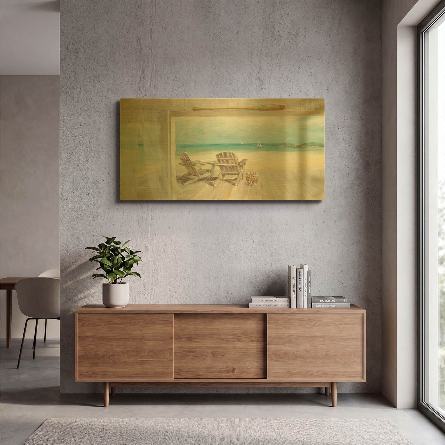 'Seaside Morning 2' By Danhui Nai Gold Metal Wall Art