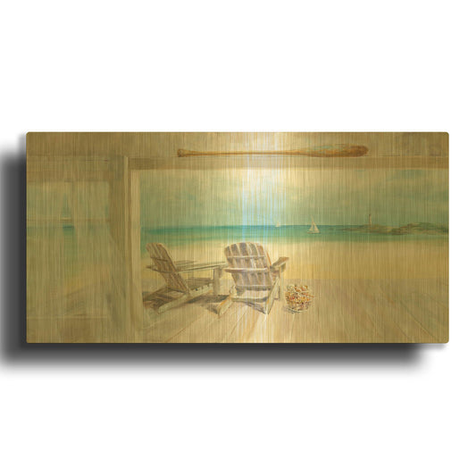 'Seaside Morning 2' By Danhui Nai Gold Metal Wall Art