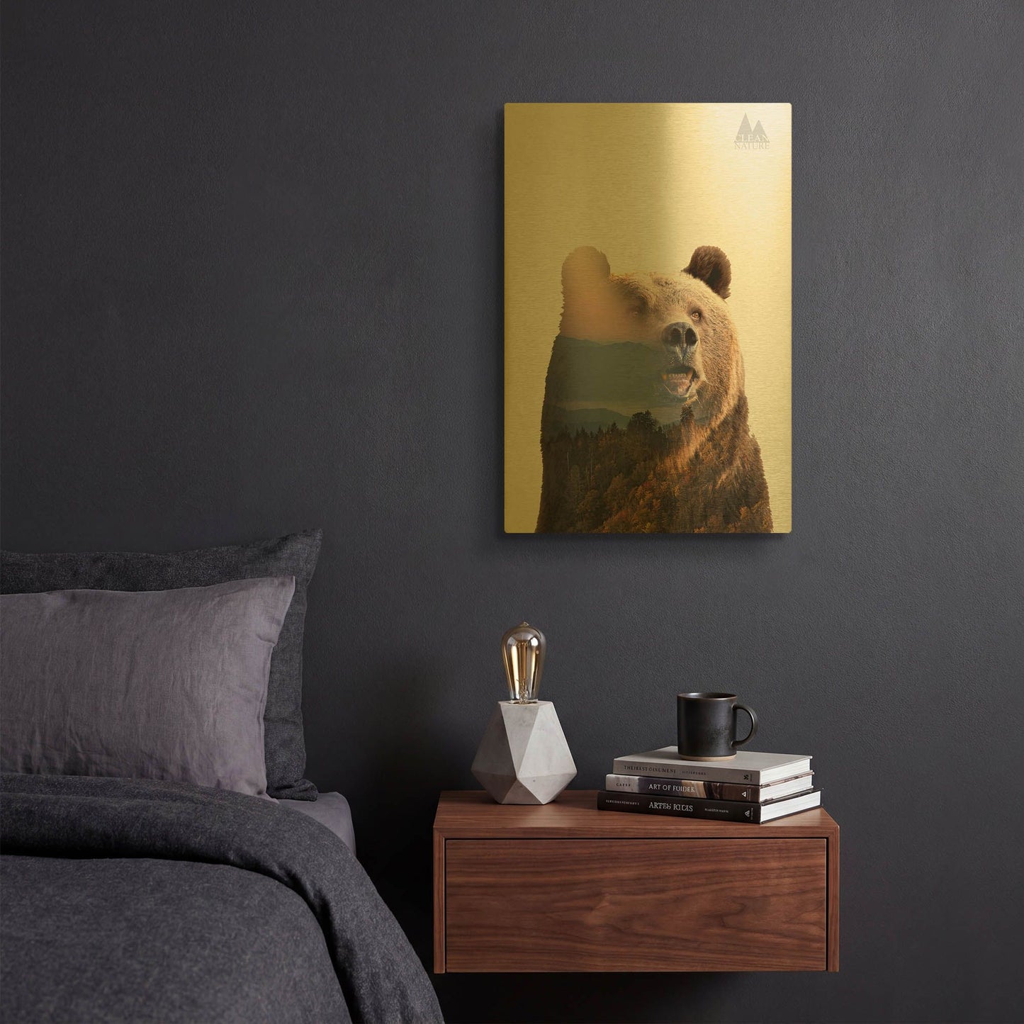 'Bear' By Clean Nature Gold Metal Wall Art