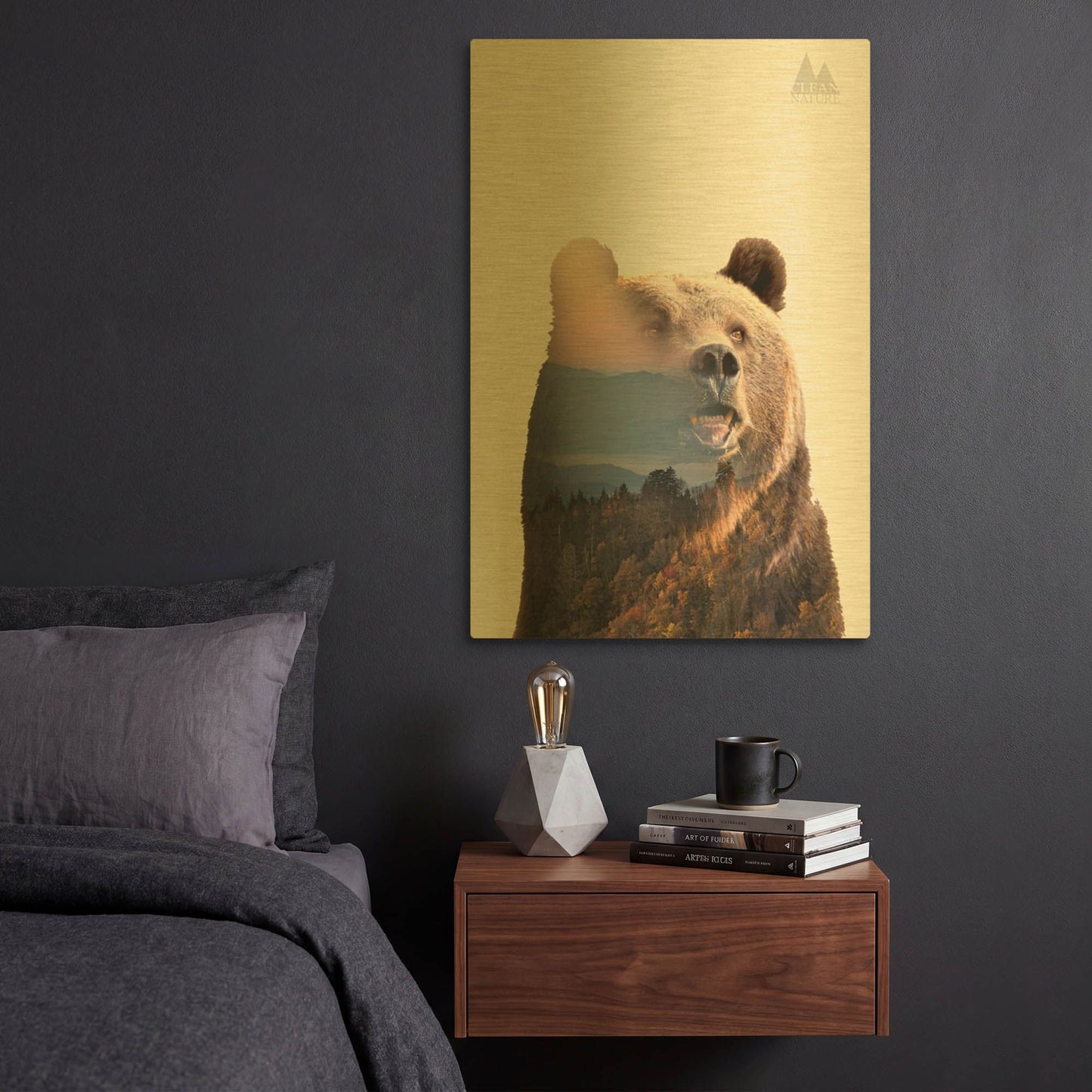 'Bear' By Clean Nature Gold Metal Wall Art