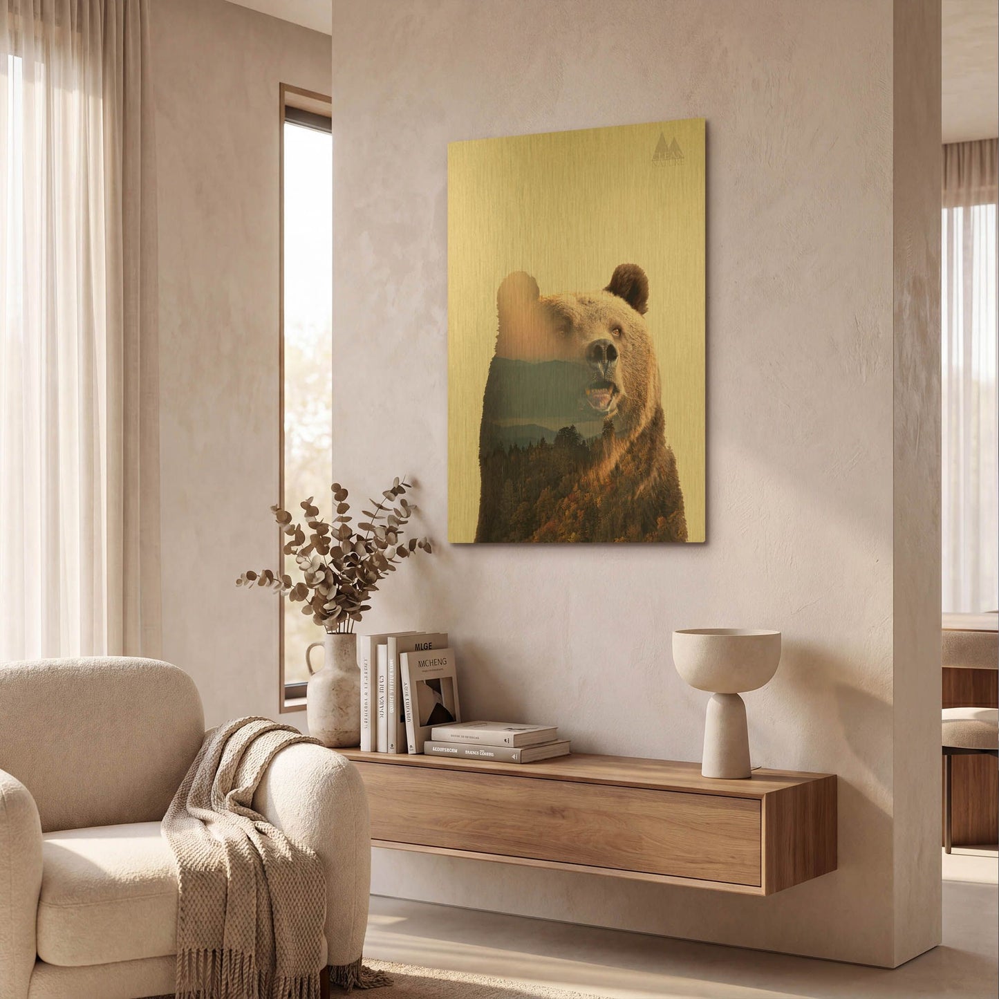 'Bear' By Clean Nature Gold Metal Wall Art