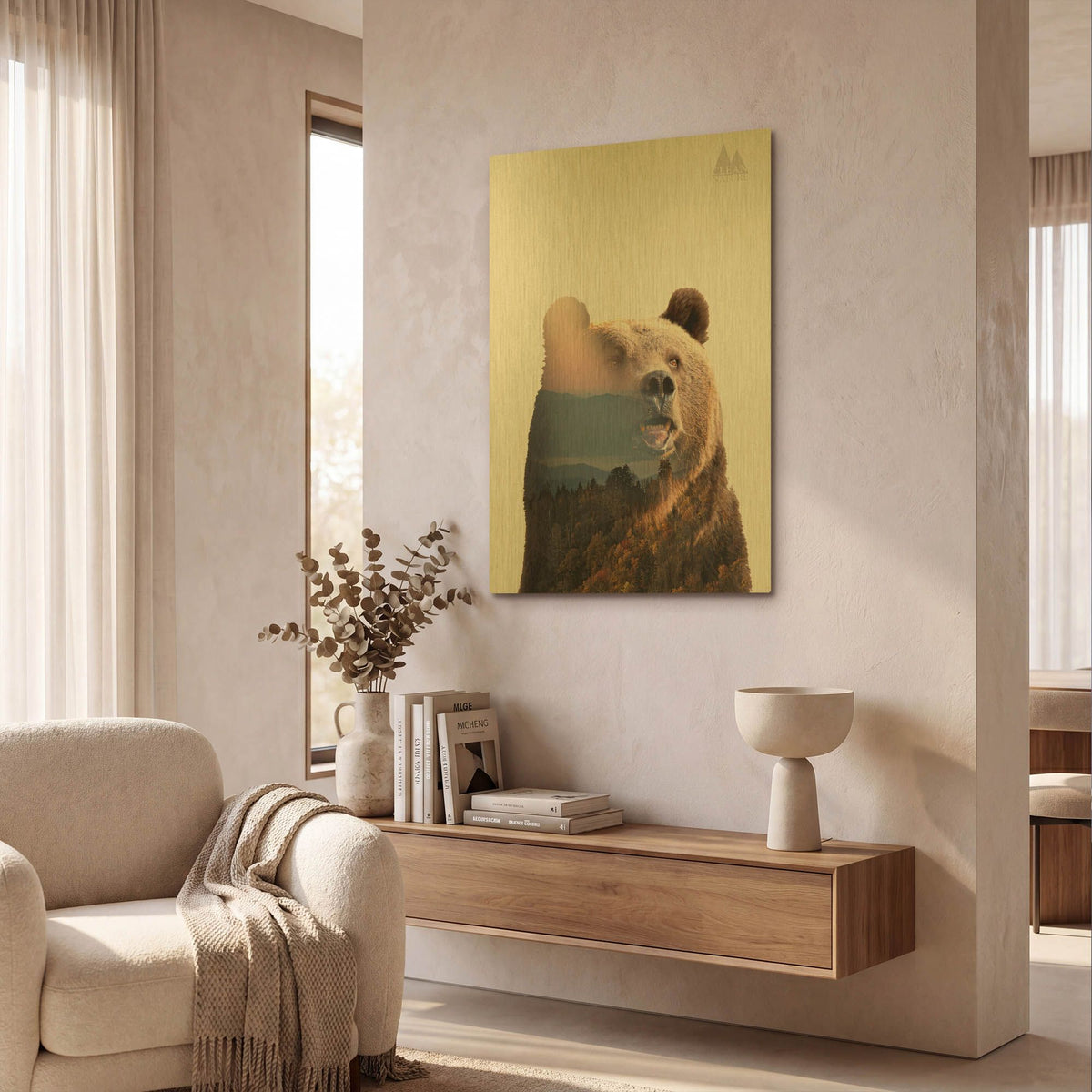 'Bear' By Clean Nature Gold Metal Wall Art