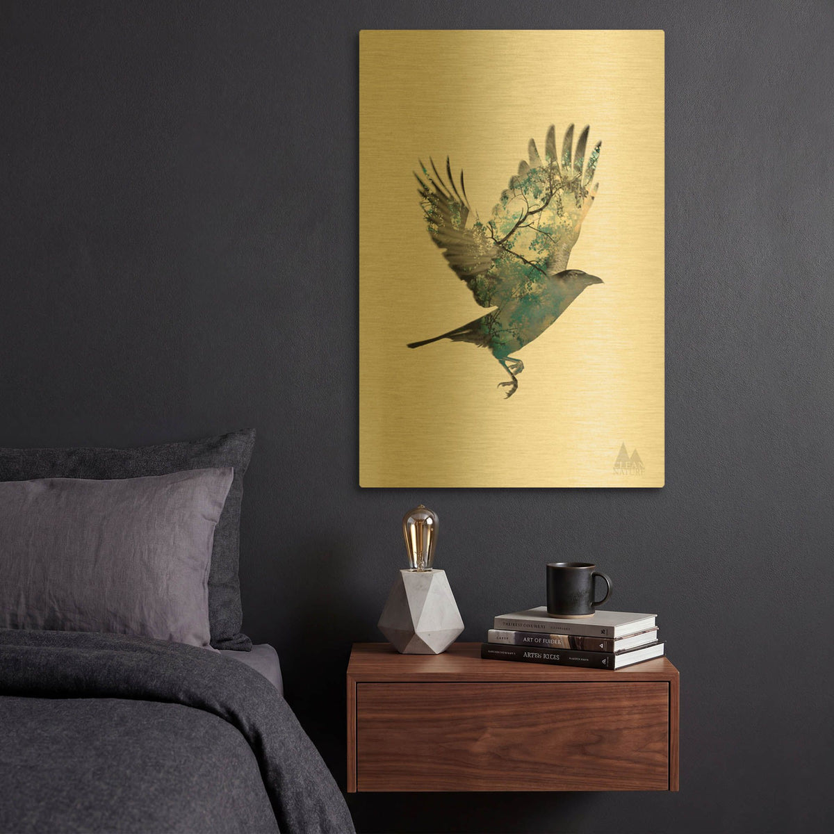 'Bird' By Clean Nature Gold Metal Wall Art