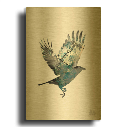 'Bird' By Clean Nature Gold Metal Wall Art