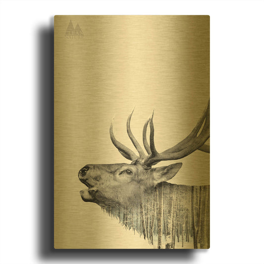 'Deer' By Clean Nature Gold Metal Wall Art