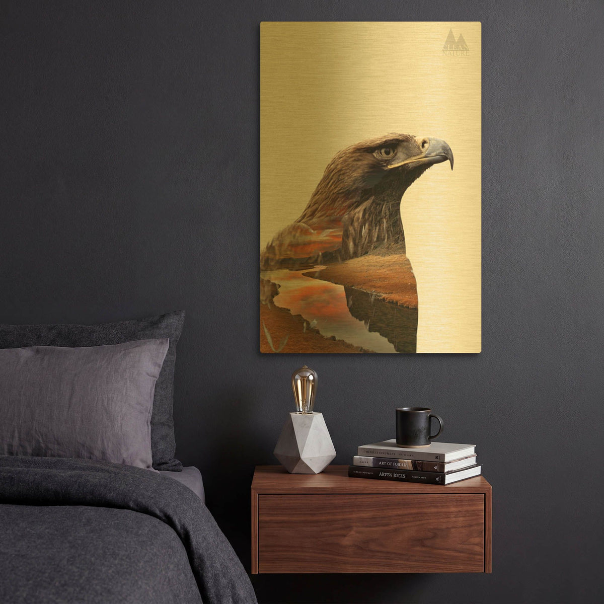 'Eagle' By Clean Nature Gold Metal Wall Art