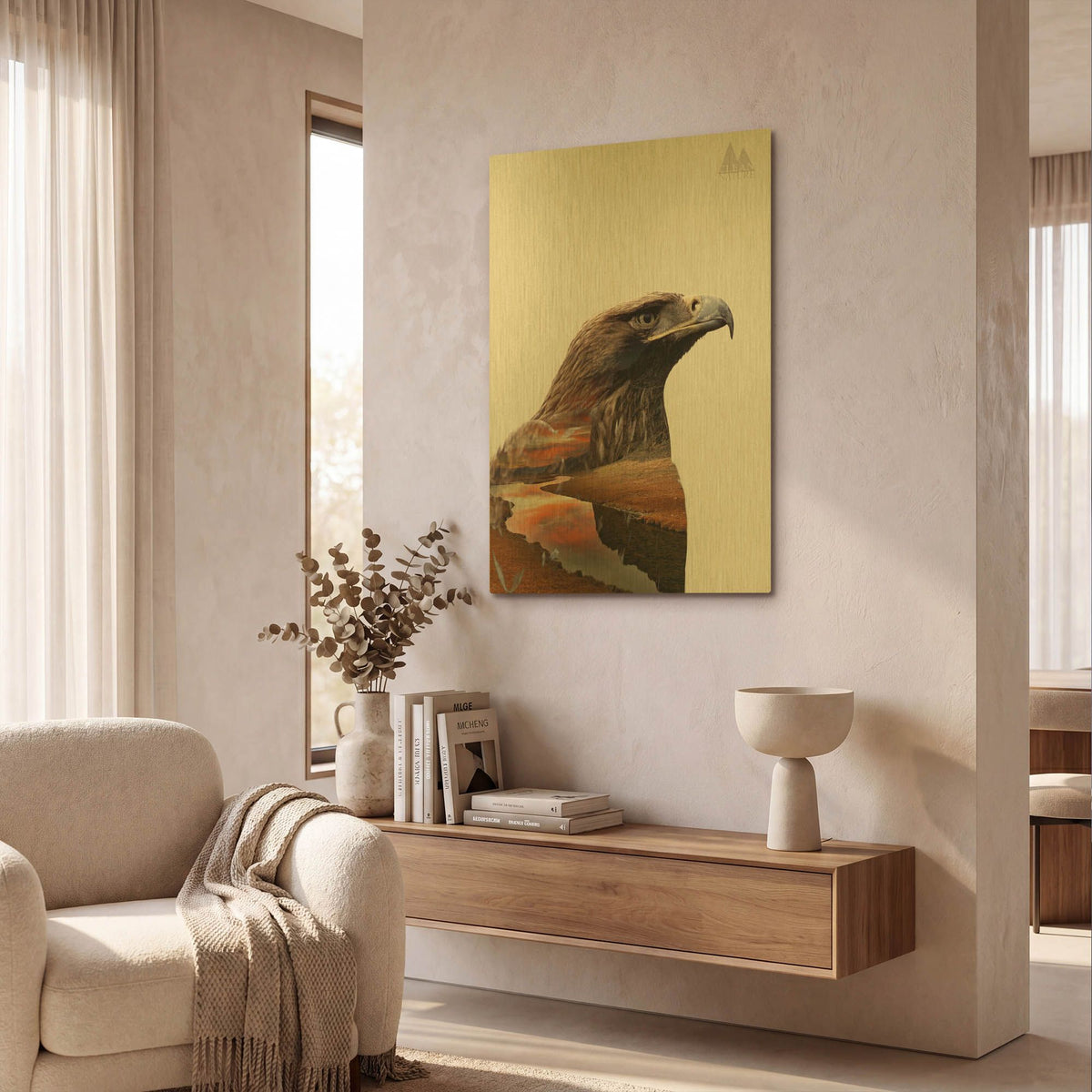 'Eagle' By Clean Nature Gold Metal Wall Art