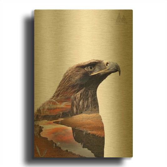 'Eagle' By Clean Nature Gold Metal Wall Art