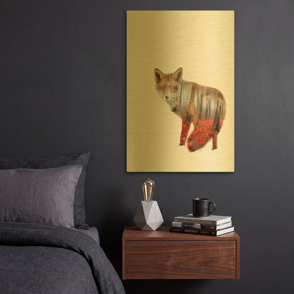 'Red fox' By Clean Nature Gold Metal Wall Art