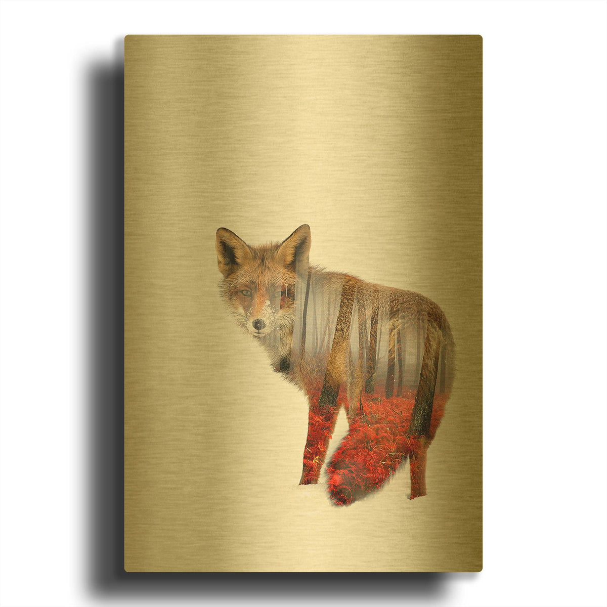 'Red fox' By Clean Nature Gold Metal Wall Art