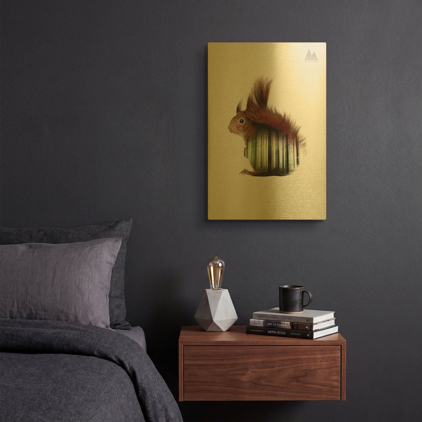 'Squirrel' By Clean Nature Gold Metal Wall Art