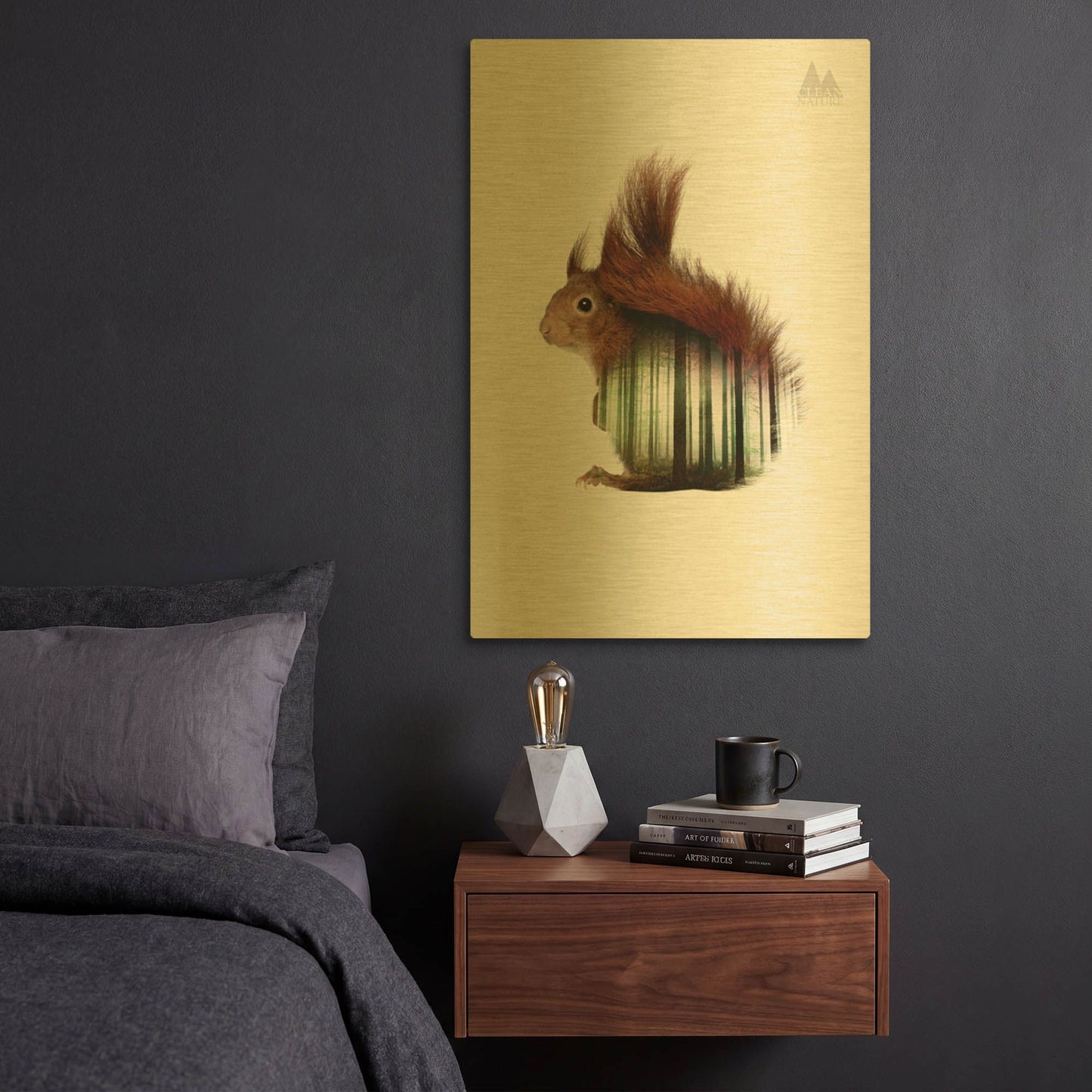 'Squirrel' By Clean Nature Gold Metal Wall Art