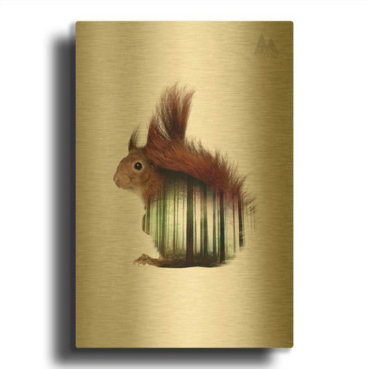 'Squirrel' By Clean Nature Gold Metal Wall Art