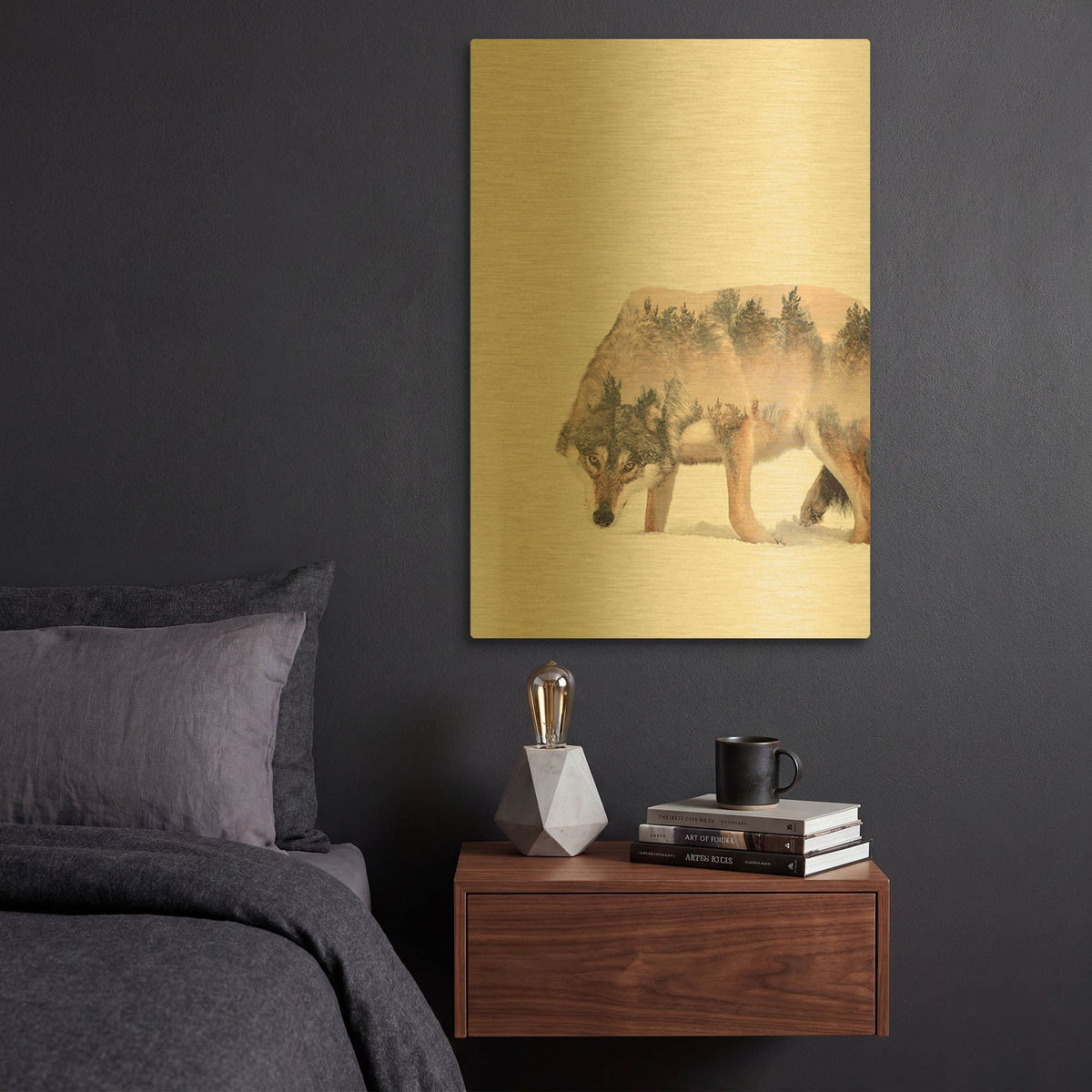'Wulf' By Clean Nature Gold Metal Wall Art