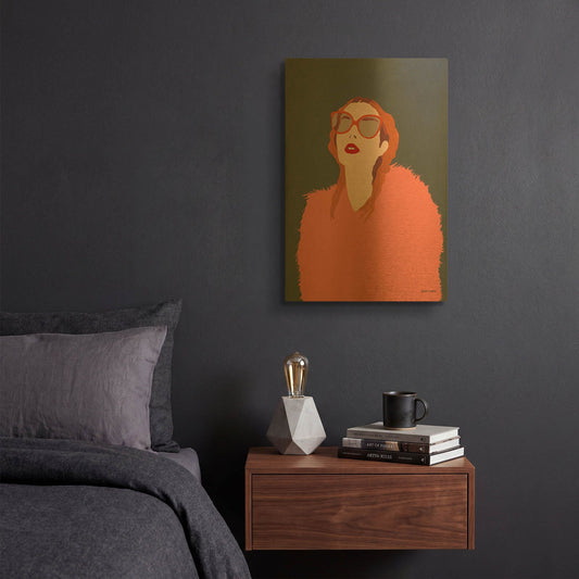 'Orange Fur' By Megan Galante Gold Metal Wall Art