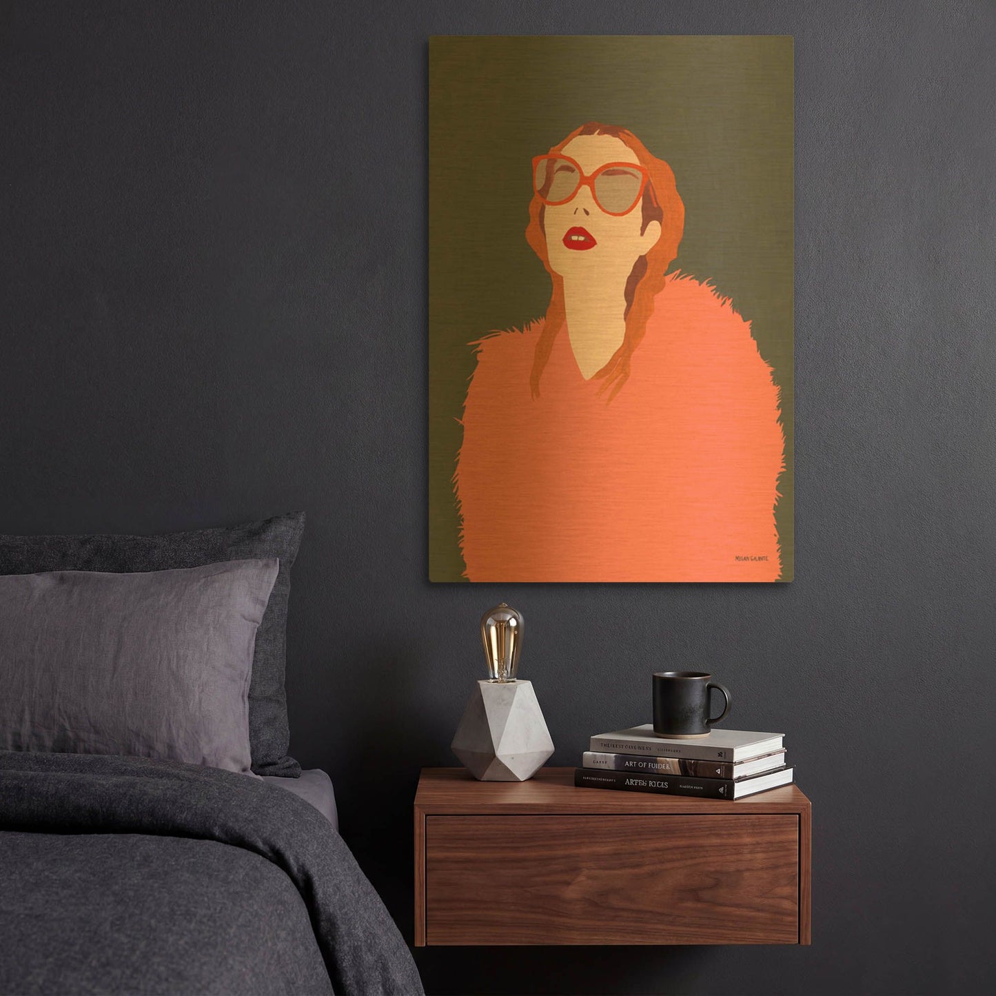 'Orange Fur' By Megan Galante Gold Metal Wall Art