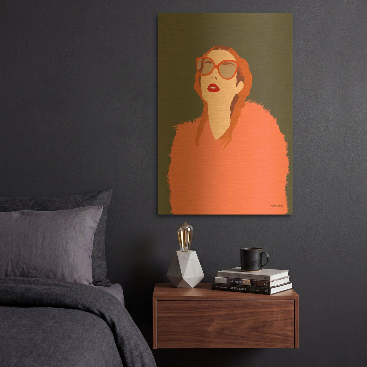 'Orange Fur' By Megan Galante Gold Metal Wall Art