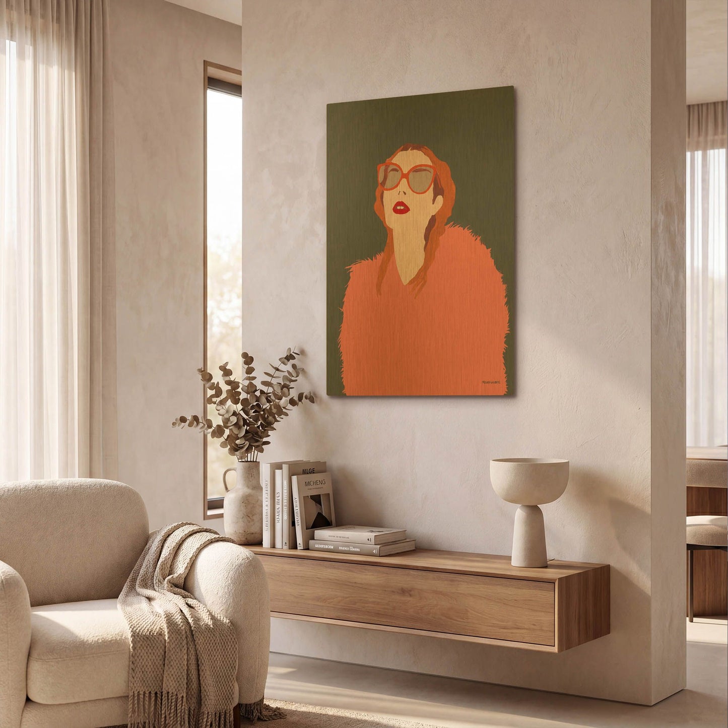 'Orange Fur' By Megan Galante Gold Metal Wall Art