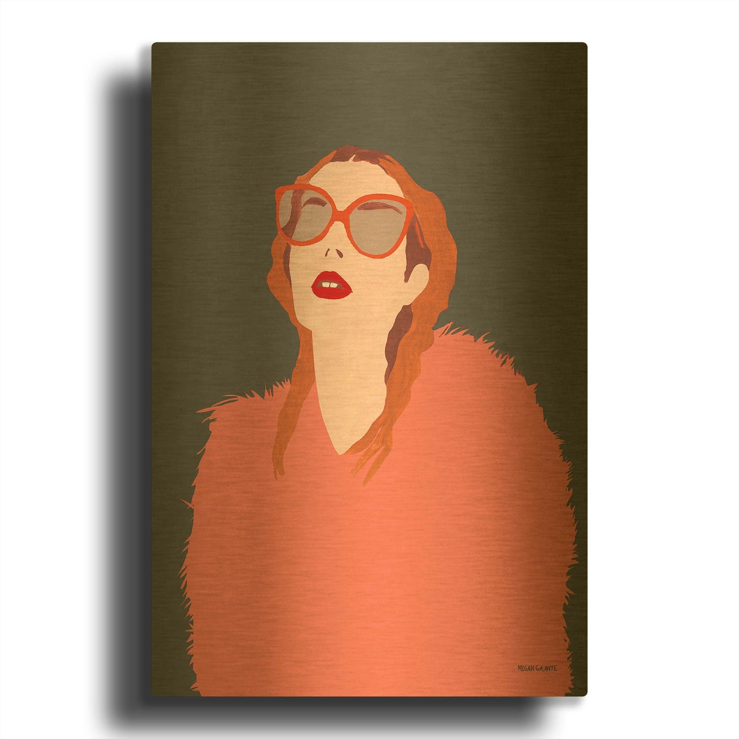 'Orange Fur' By Megan Galante Gold Metal Wall Art