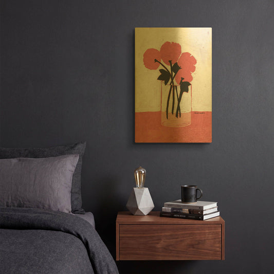 'Poppy Vase' By Megan Galante Gold Metal Wall Art