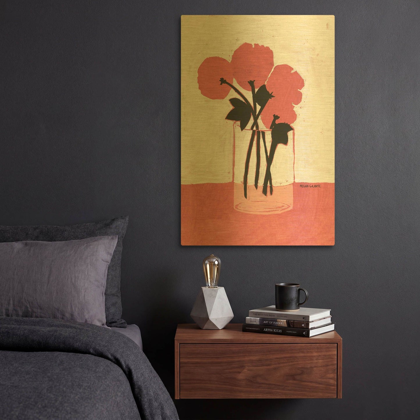 'Poppy Vase' By Megan Galante Gold Metal Wall Art
