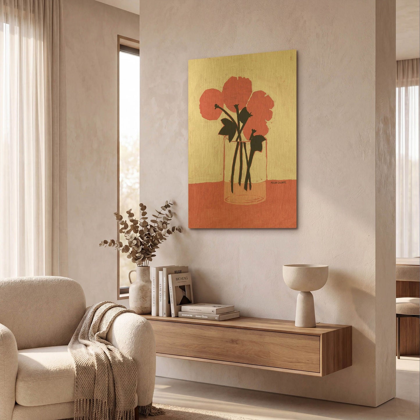 'Poppy Vase' By Megan Galante Gold Metal Wall Art